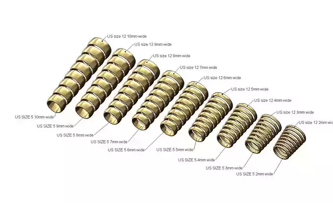 Set comfort fit rounded wedding band 2to10mm wide US sizes 5to12