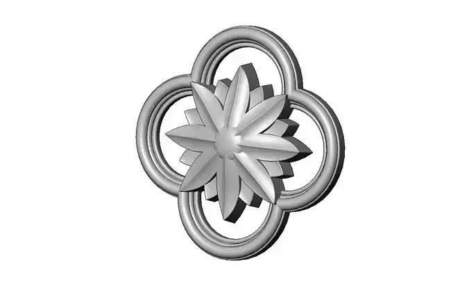 Gothic clover frame floral faceted rosette relief ornament 3D print model