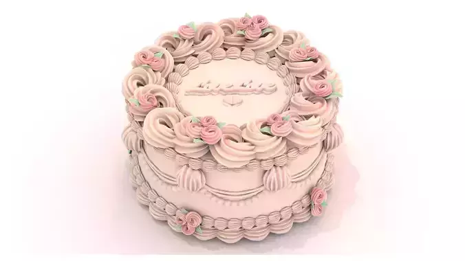 Rose Cake 1 - Stylized Rose White Whole Cake