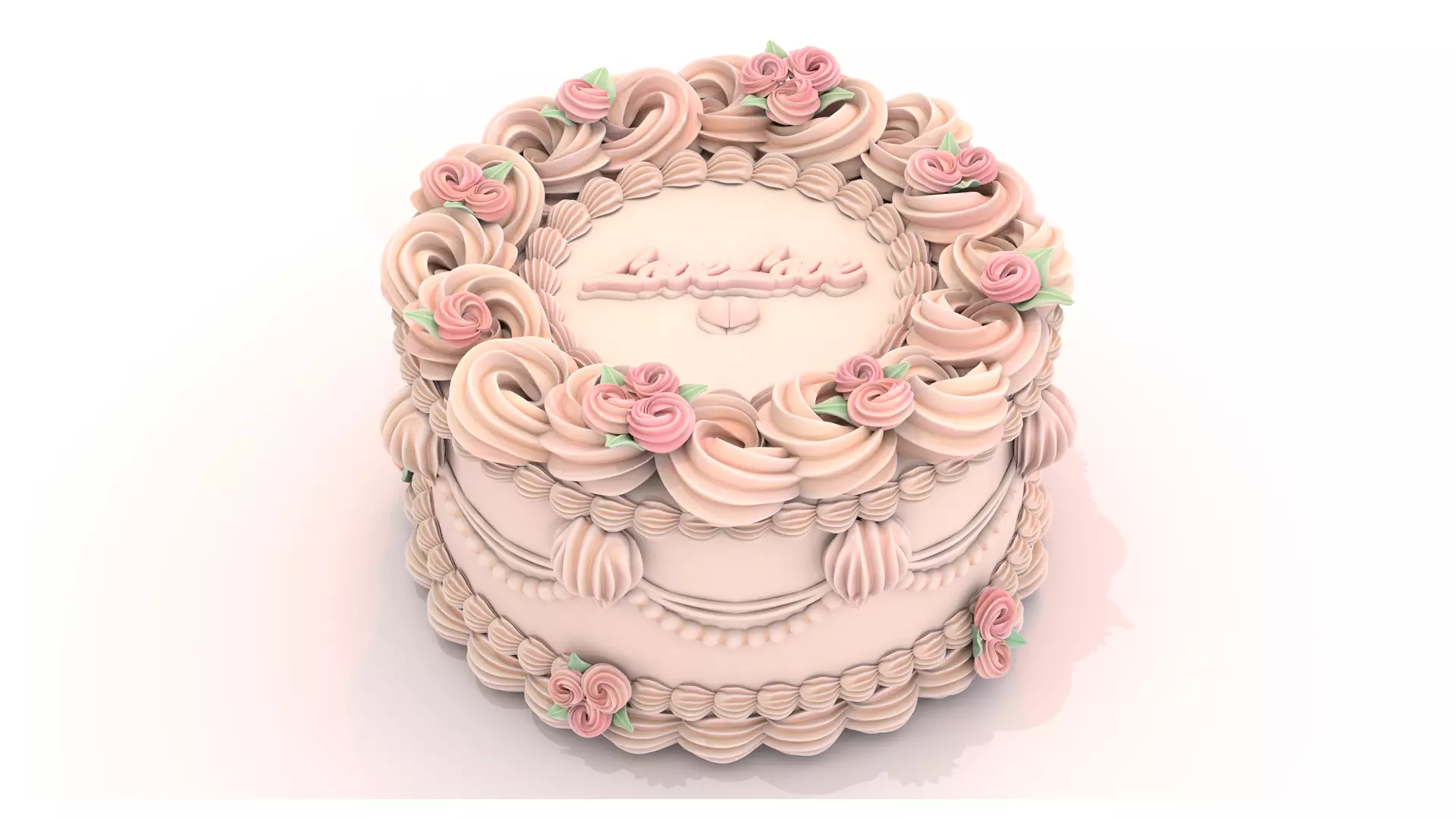Rose Cake 1 - Stylized Rose White Whole Cake 3D model