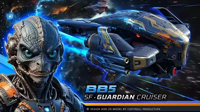 BB5 - GUARDIAN Cruiser Low-poly 3D model BB5 - GUARDIAN Cruiser Low-poly 3D model
