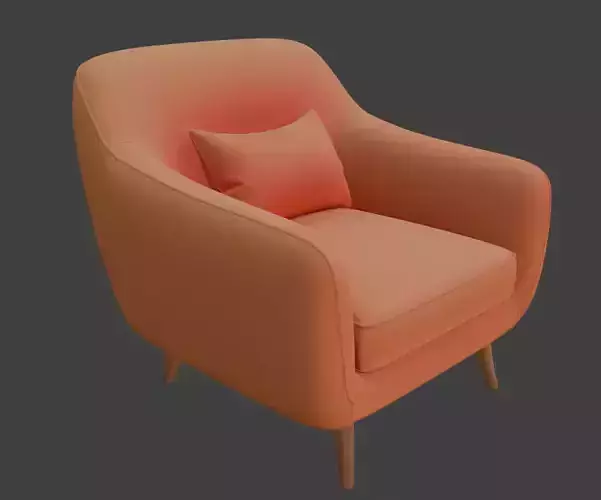 Retro Orange Armchair 3D model