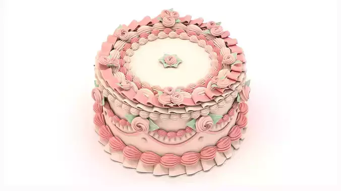 Rose Cake 2 - Stylized Rose Cake Whole Cake
