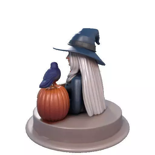 2368Halloween Witch with Skull Raven and Pumpkin 3D print model_27