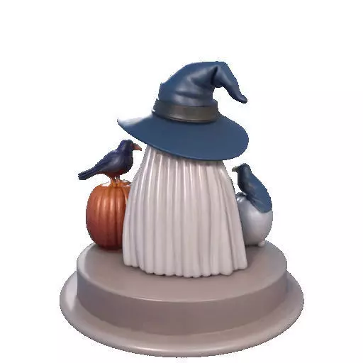 2368Halloween Witch with Skull Raven and Pumpkin 3D print model_21