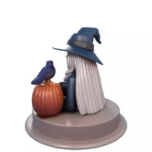 2368Halloween Witch with Skull Raven and Pumpkin 3D print model_26