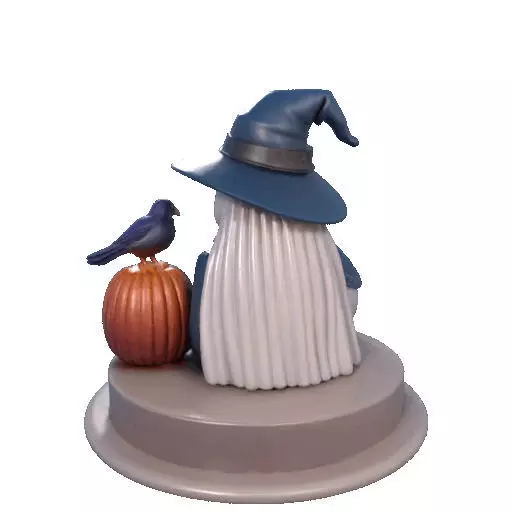 2368Halloween Witch with Skull Raven and Pumpkin 3D print model_23