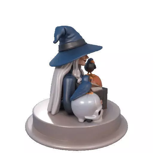 2368Halloween Witch with Skull Raven and Pumpkin 3D print model_13