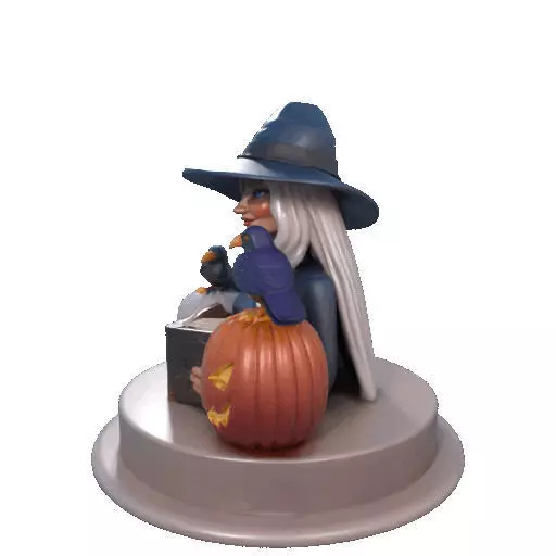 2368Halloween Witch with Skull Raven and Pumpkin 3D print model_30
