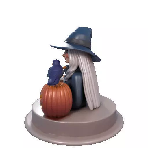 2368Halloween Witch with Skull Raven and Pumpkin 3D print model_28