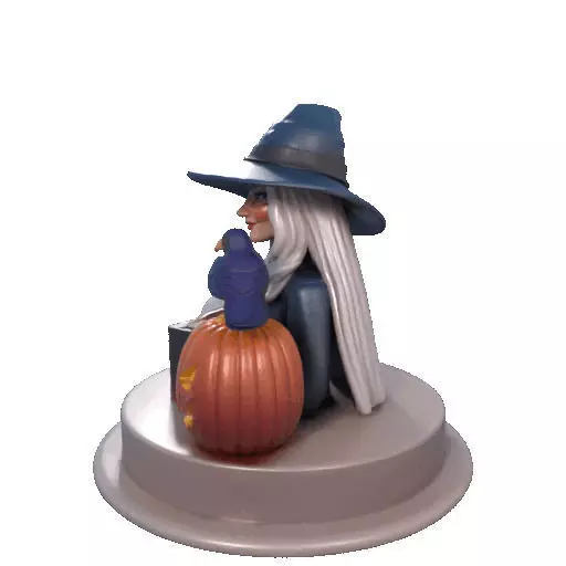 2368Halloween Witch with Skull Raven and Pumpkin 3D print model_29