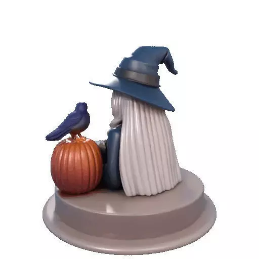 2368Halloween Witch with Skull Raven and Pumpkin 3D print model_25