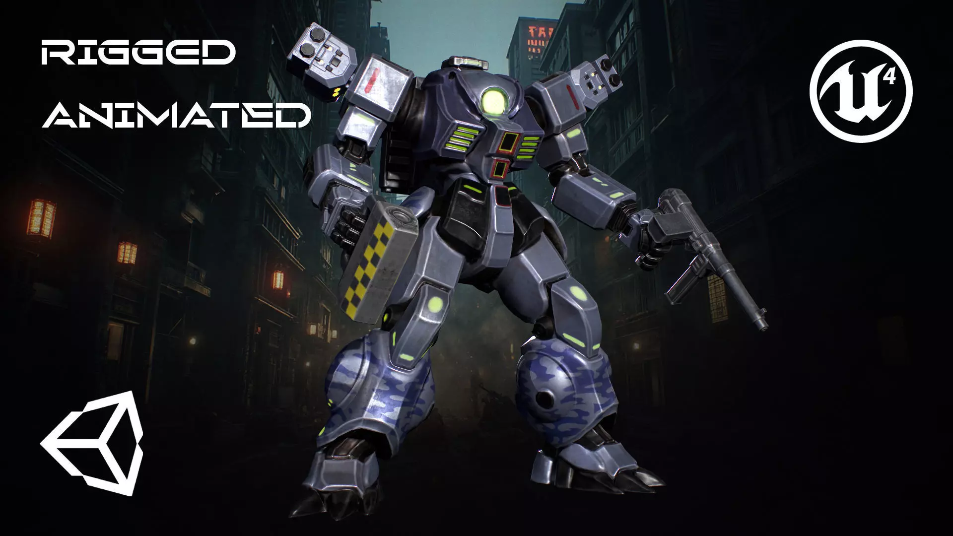 Battle Mech Low-poly 3D model_0