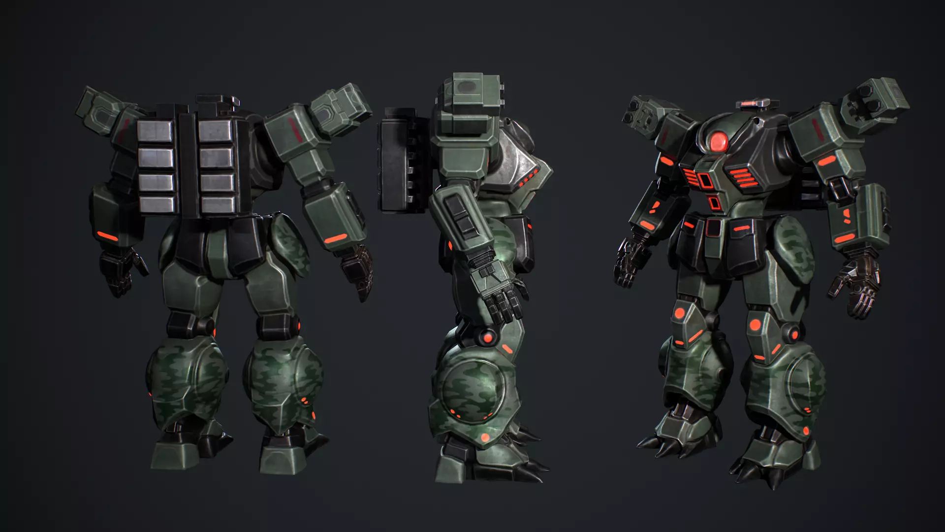 Battle Mech Low-poly 3D model_6
