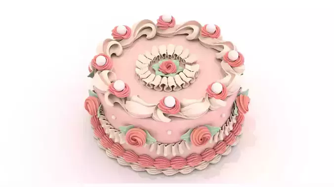 RoseCake 3 - Stylized Peral Rose Cake Whole Cake
