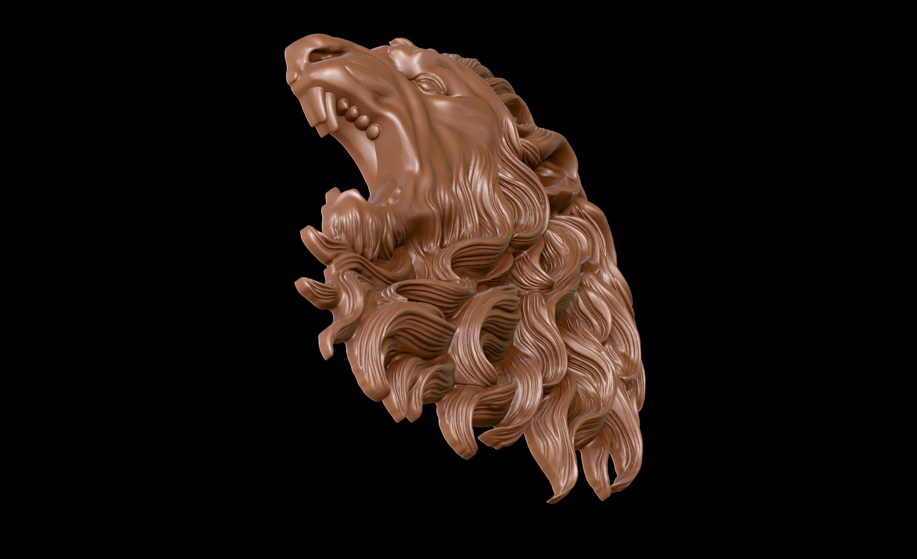 Lion Head Bas Relief 3D Model for CNC and 3D Printing 3D print model_2