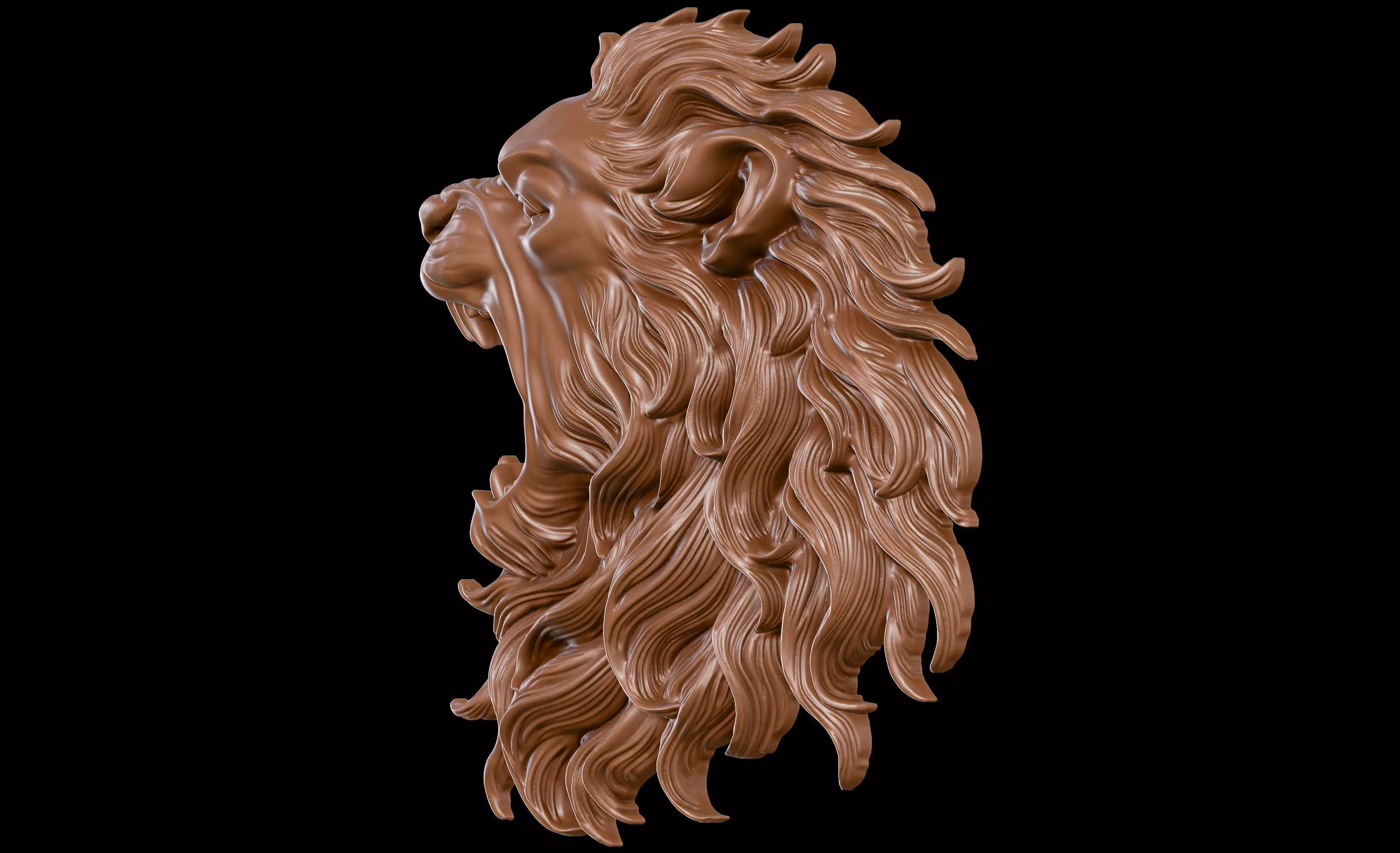 Lion Head Bas Relief 3D Model for CNC and 3D Printing 3D print model_1