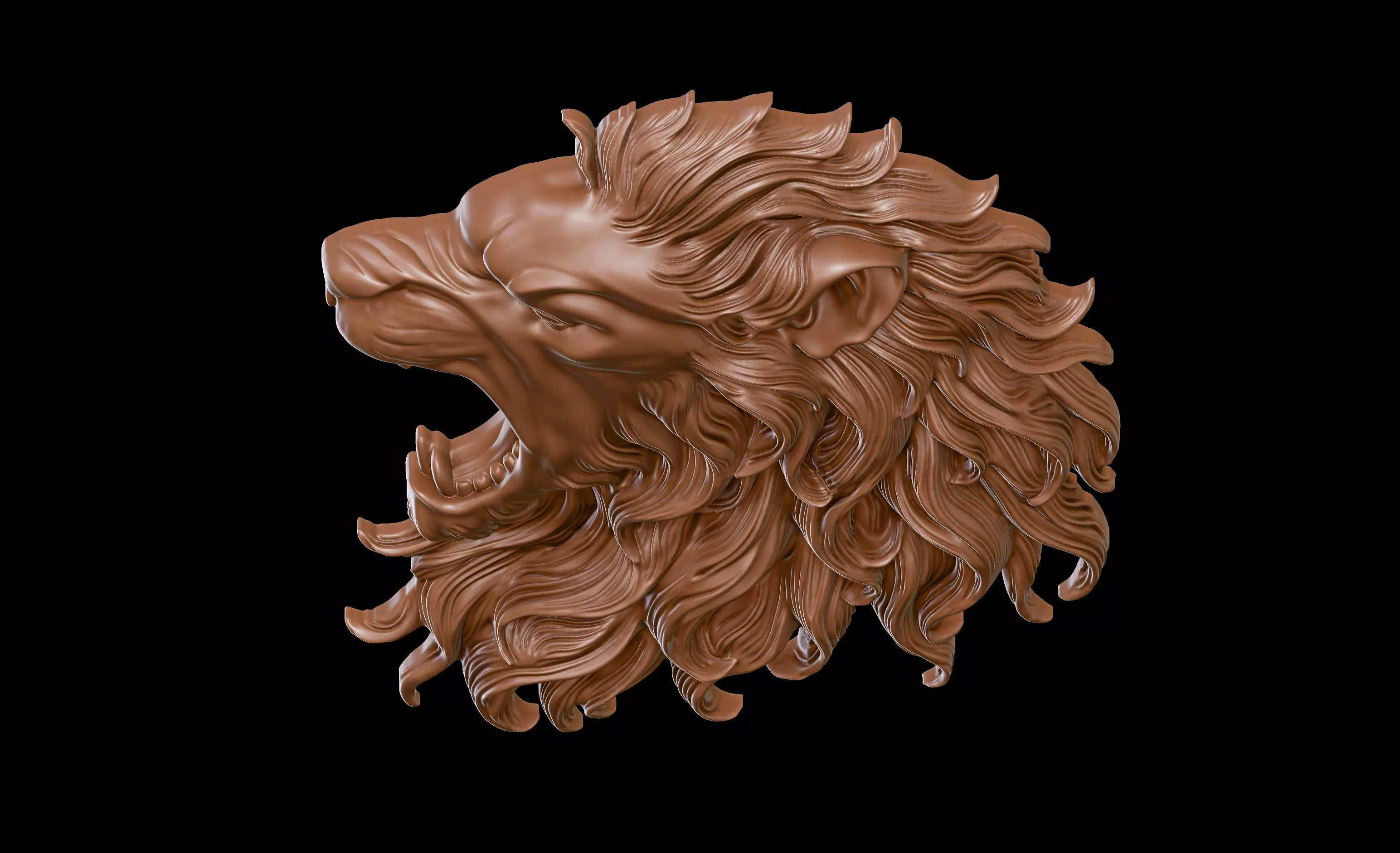 Lion Head Bas Relief 3D Model for CNC and 3D Printing 3D print model_7