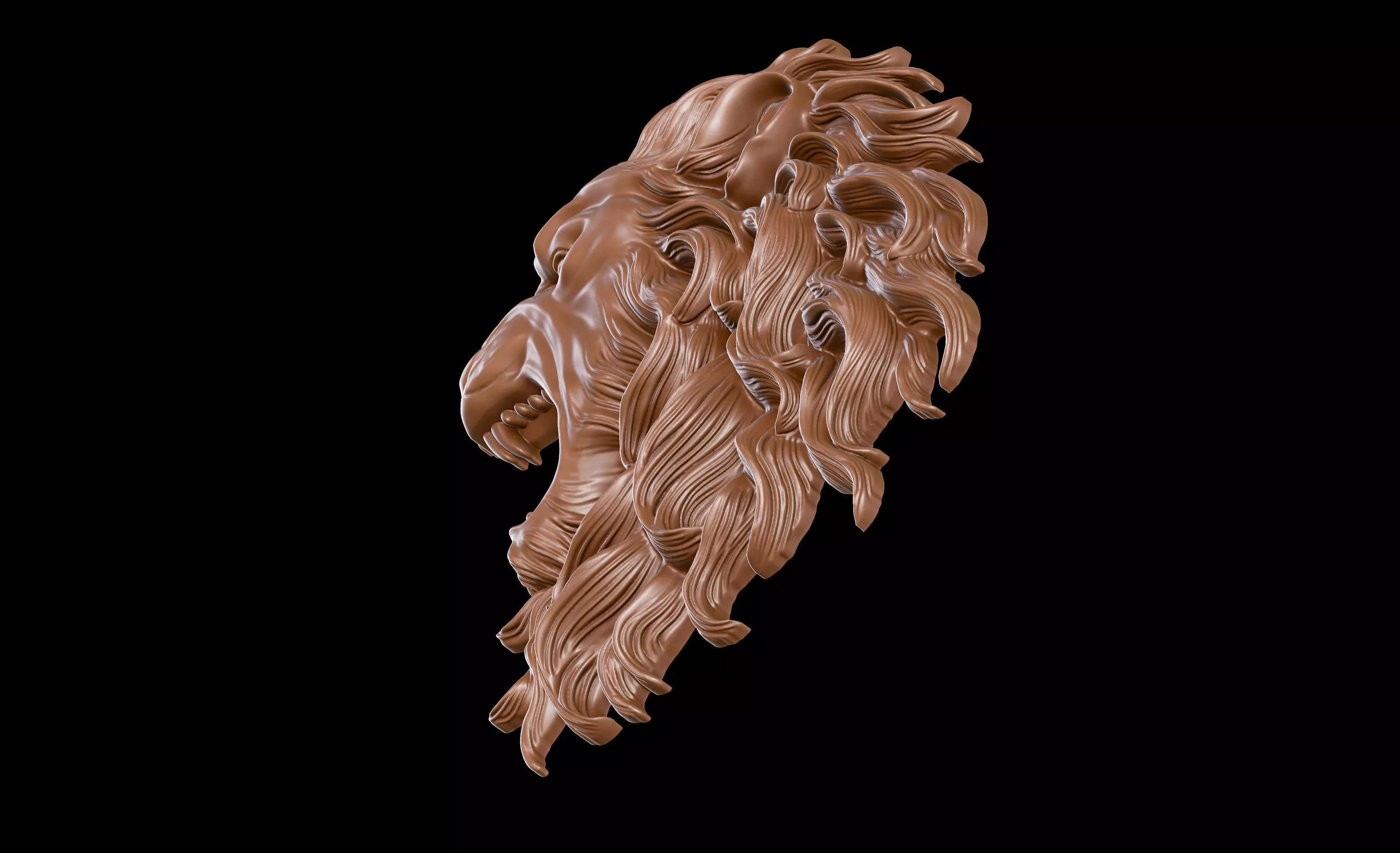 Lion Head Bas Relief 3D Model for CNC and 3D Printing 3D print model_6