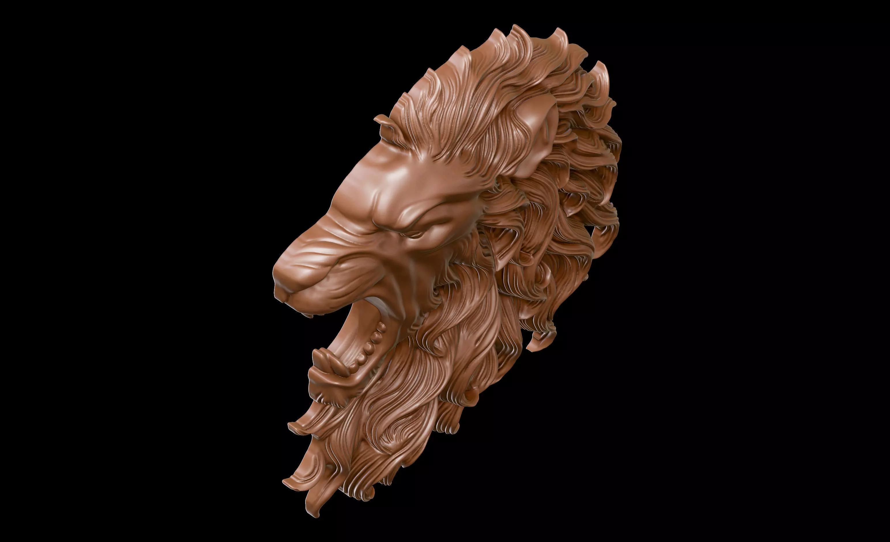 Lion Head Bas Relief 3D Model for CNC and 3D Printing 3D print model_4