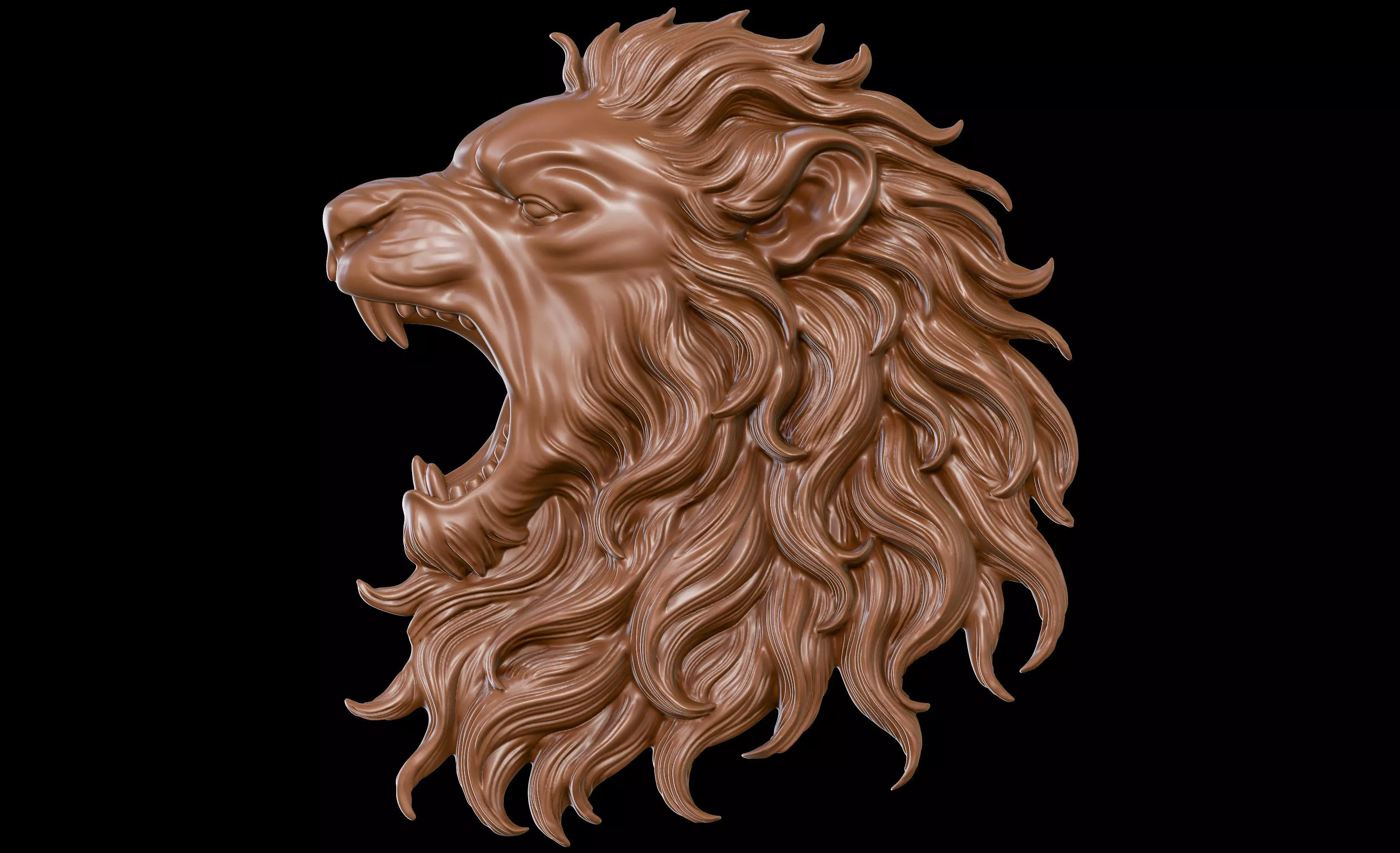 Lion Head Bas Relief 3D Model for CNC and 3D Printing 3D print model_0