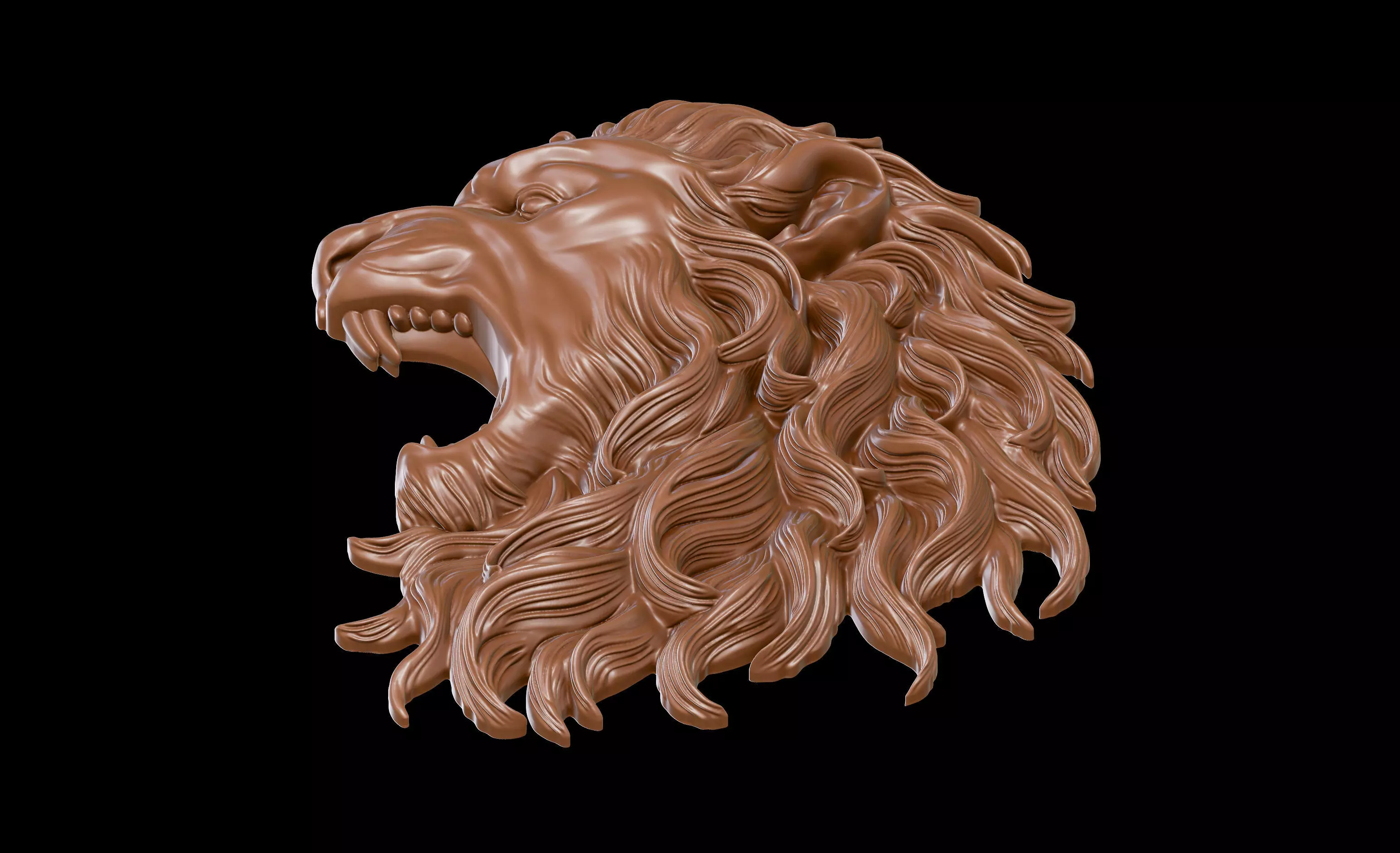 Lion Head Bas Relief 3D Model for CNC and 3D Printing 3D print model_8