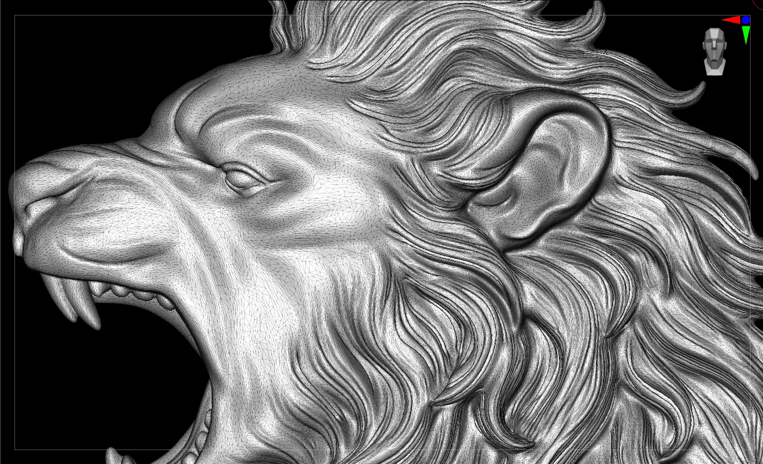 Lion Head Bas Relief 3D Model for CNC and 3D Printing 3D print model_15