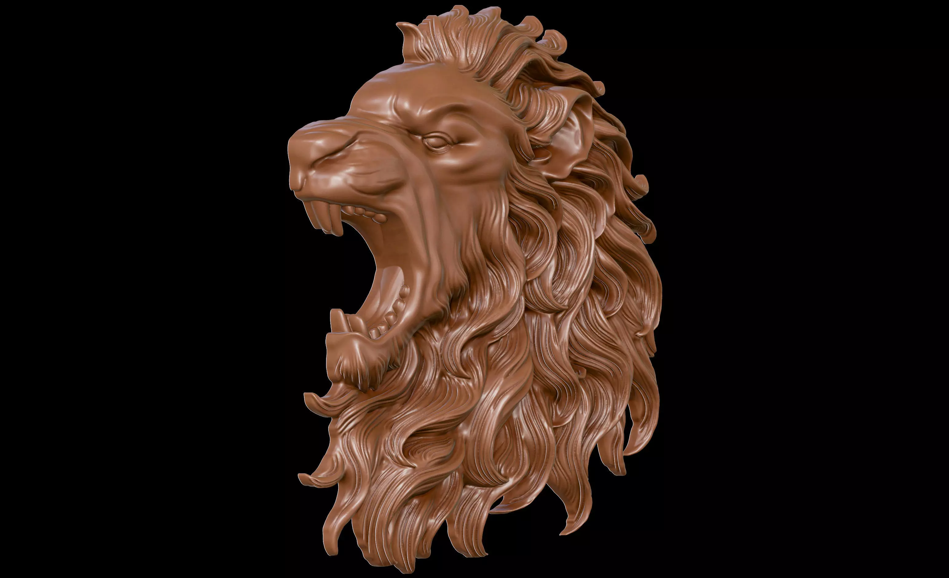 Lion Head Bas Relief 3D Model for CNC and 3D Printing 3D print model_3