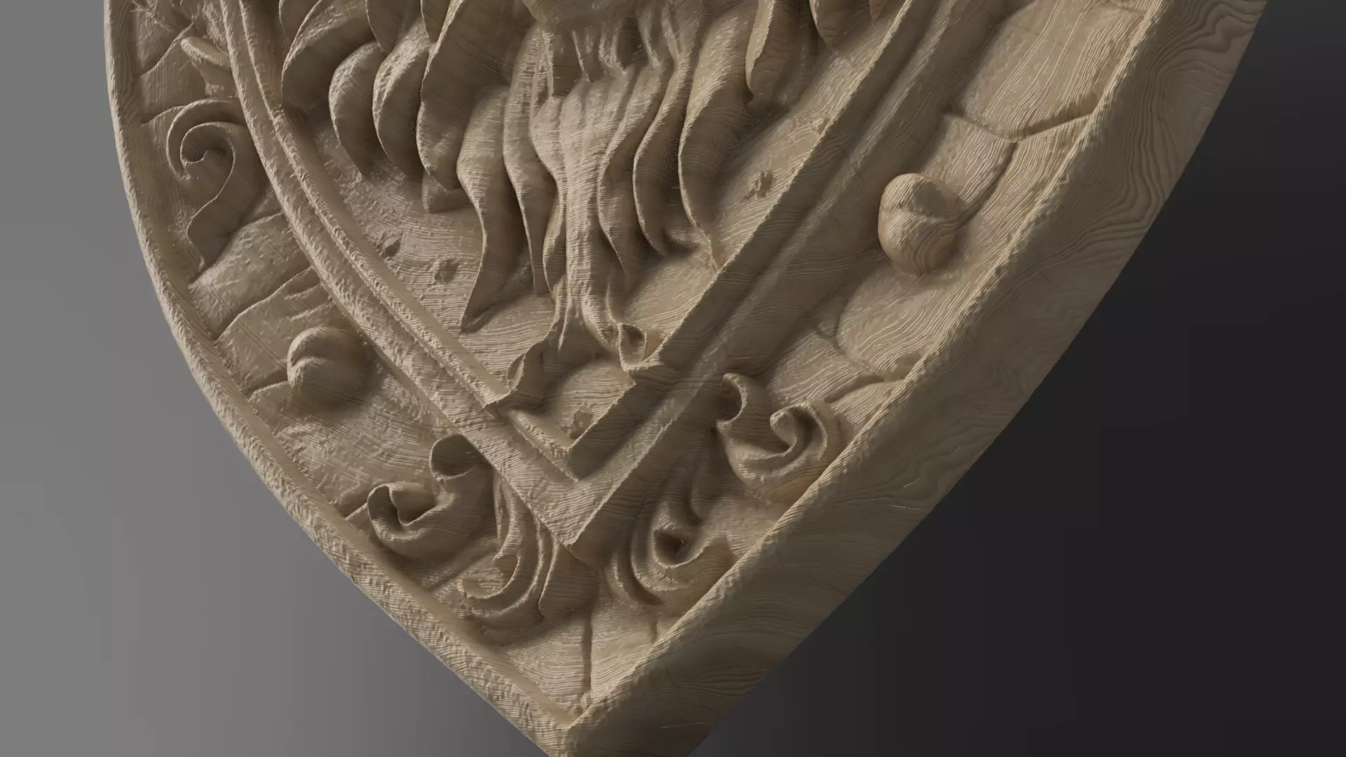 Wolf Shield Relief Decorative Wall Plaque STL OBJ Files 3D print model_2