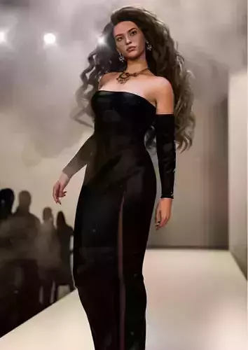 Vevette Evening Gown  Marvelous Designer Project and OBJ