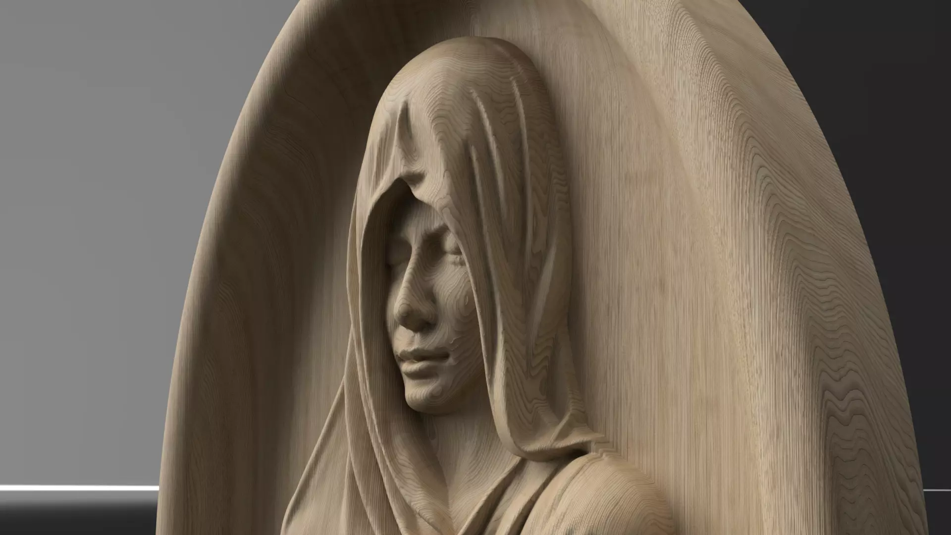 Veiled Woman Oval Relief Elegant Wall Art STL OBJ Files 3D print model_1