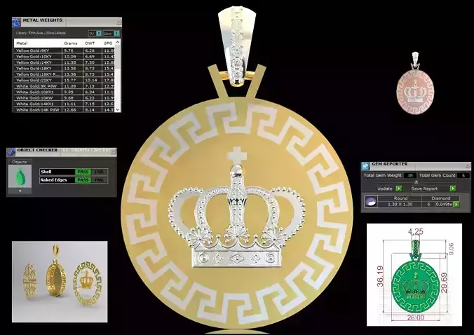 Crown stl 3dm Pendant Model jp0342 3D print model