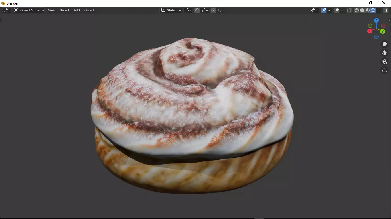 Cinnamon roll Low-poly 3D model
