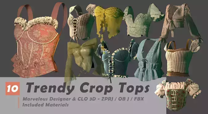 10 Trendy Corset and Crop Tops Pack 