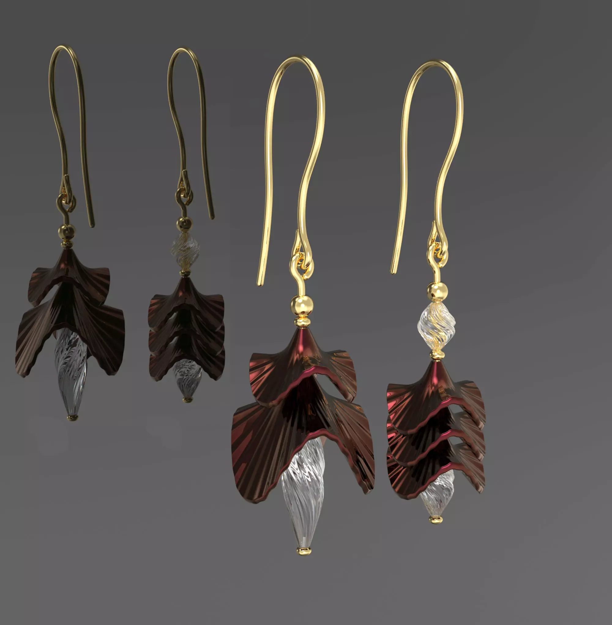 Earrings moon lattern Free 3D model