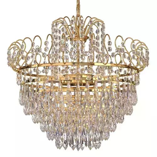  Gold-Plated and Faceted Crystal Chandelier from Rejmyre