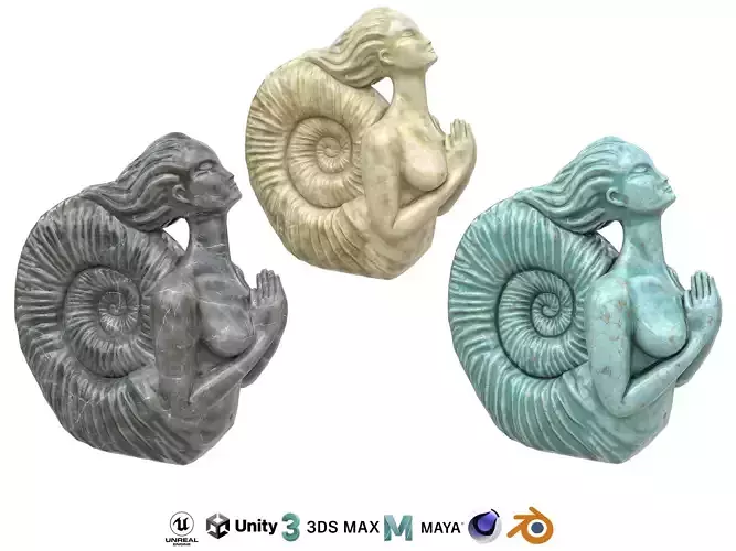 Siren marble statues