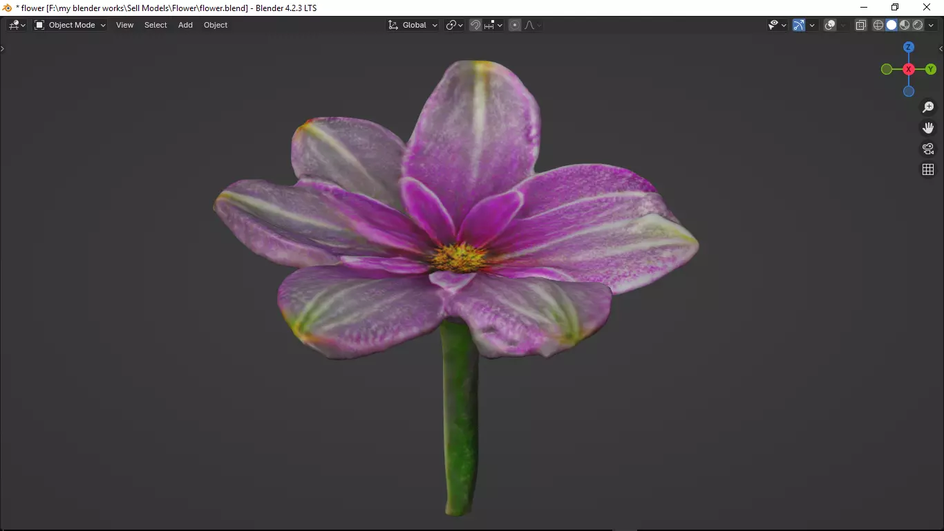 Flower Low-poly 3D model_6
