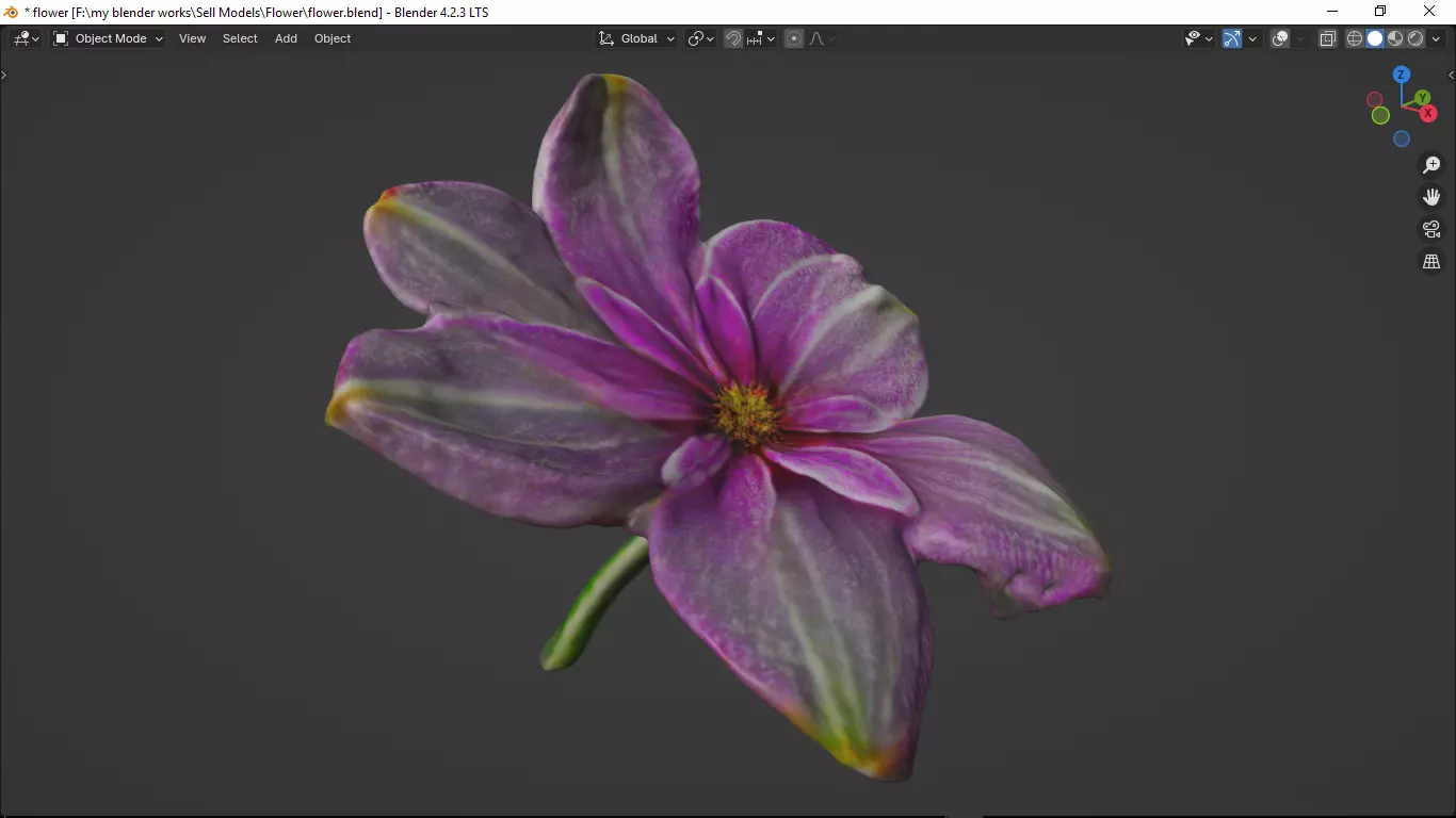 Flower Low-poly 3D model_2