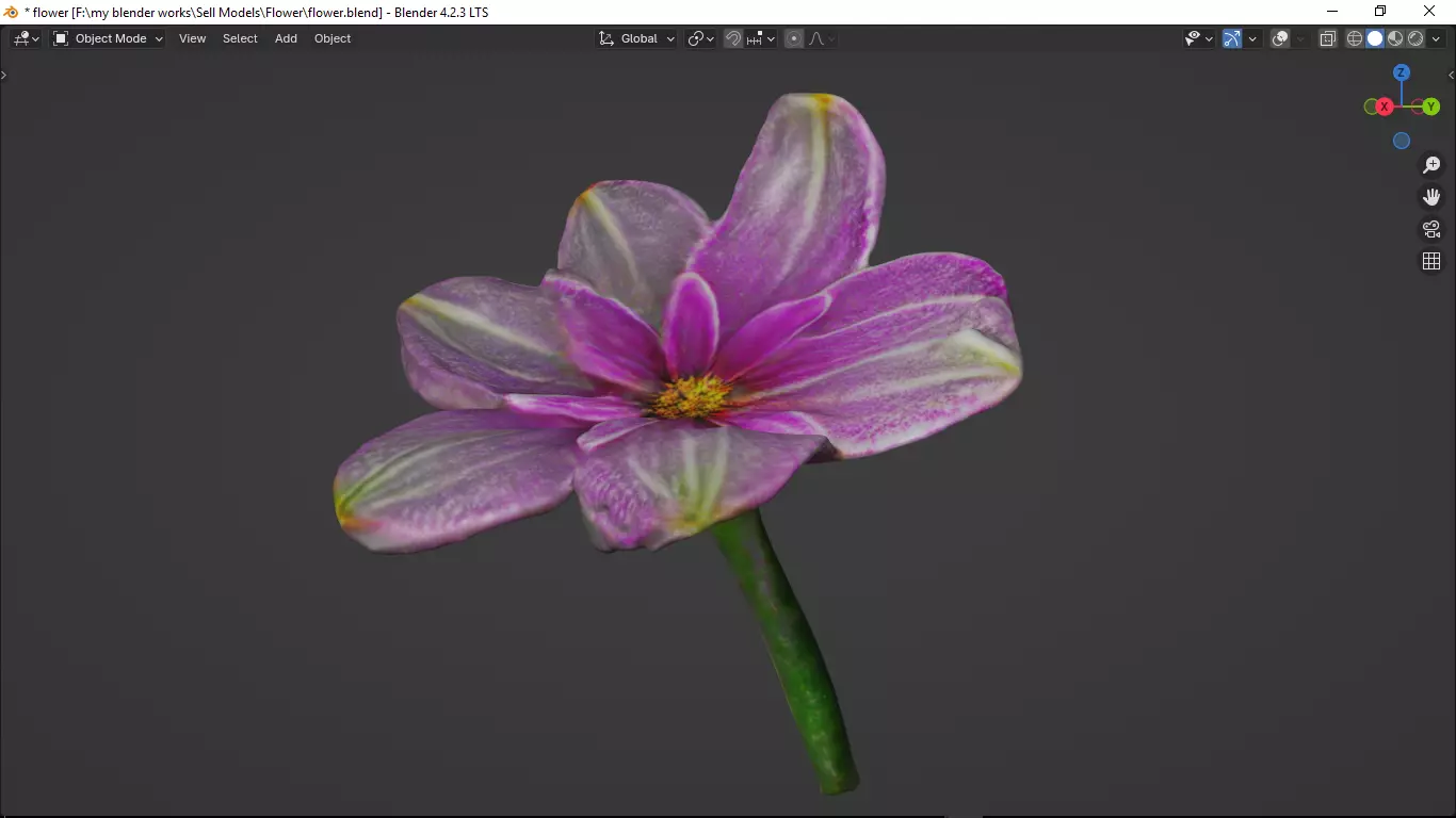 Flower Low-poly 3D model_7