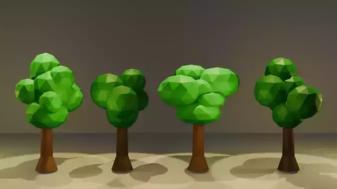 Stylised Low Poly Tree Set Low-poly 3D model