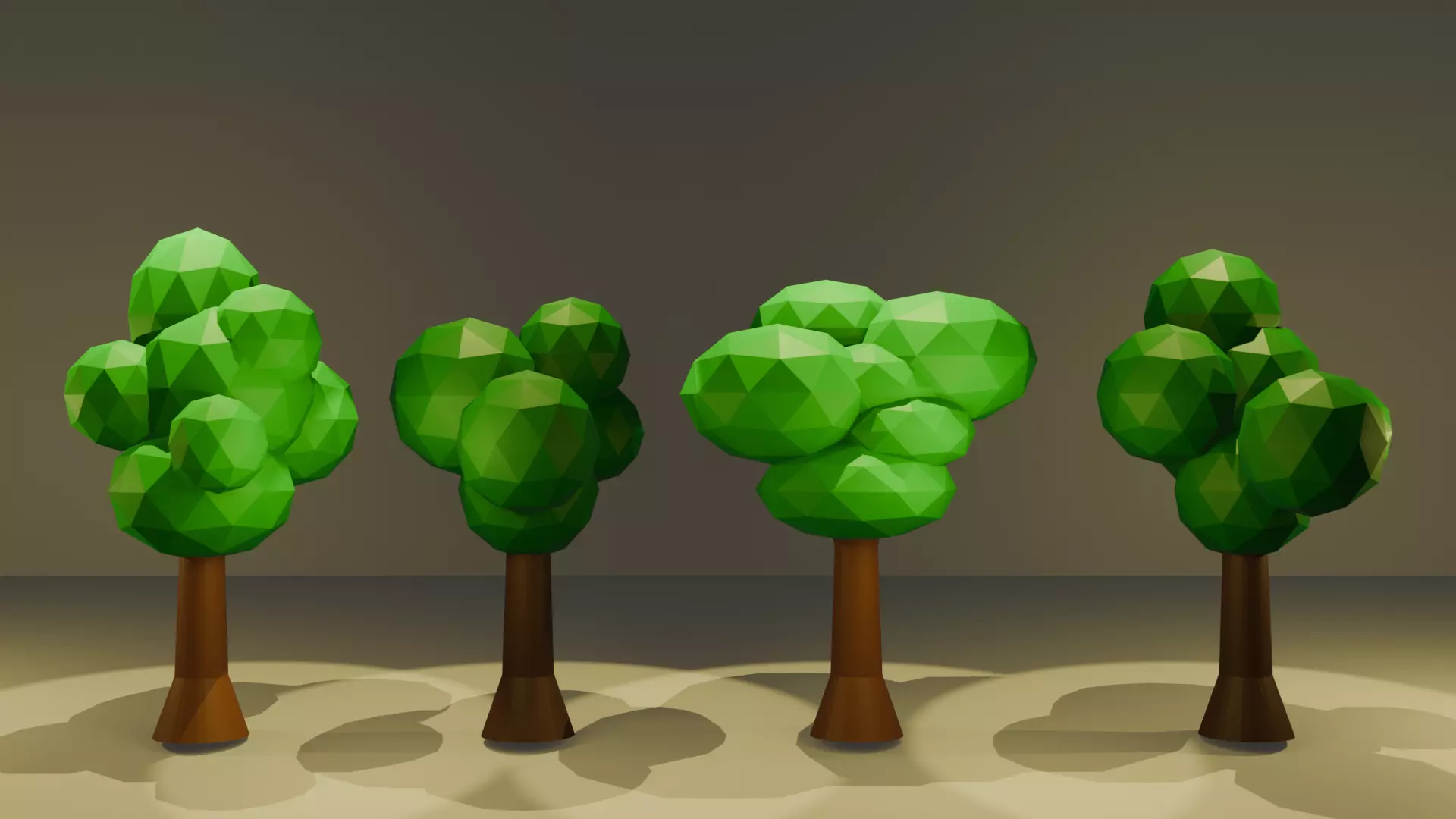 Stylised Low Poly Tree Set Low-poly 3D model_0