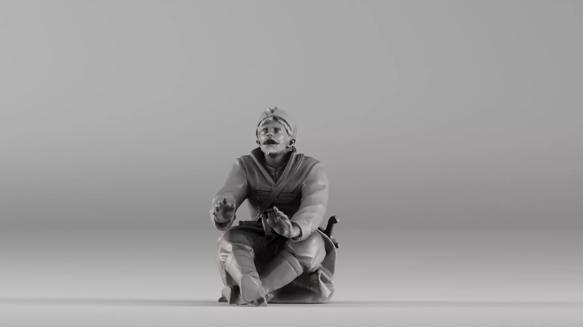 001658 Medieval Peasant Detailed Sitting Character 3D print model_11