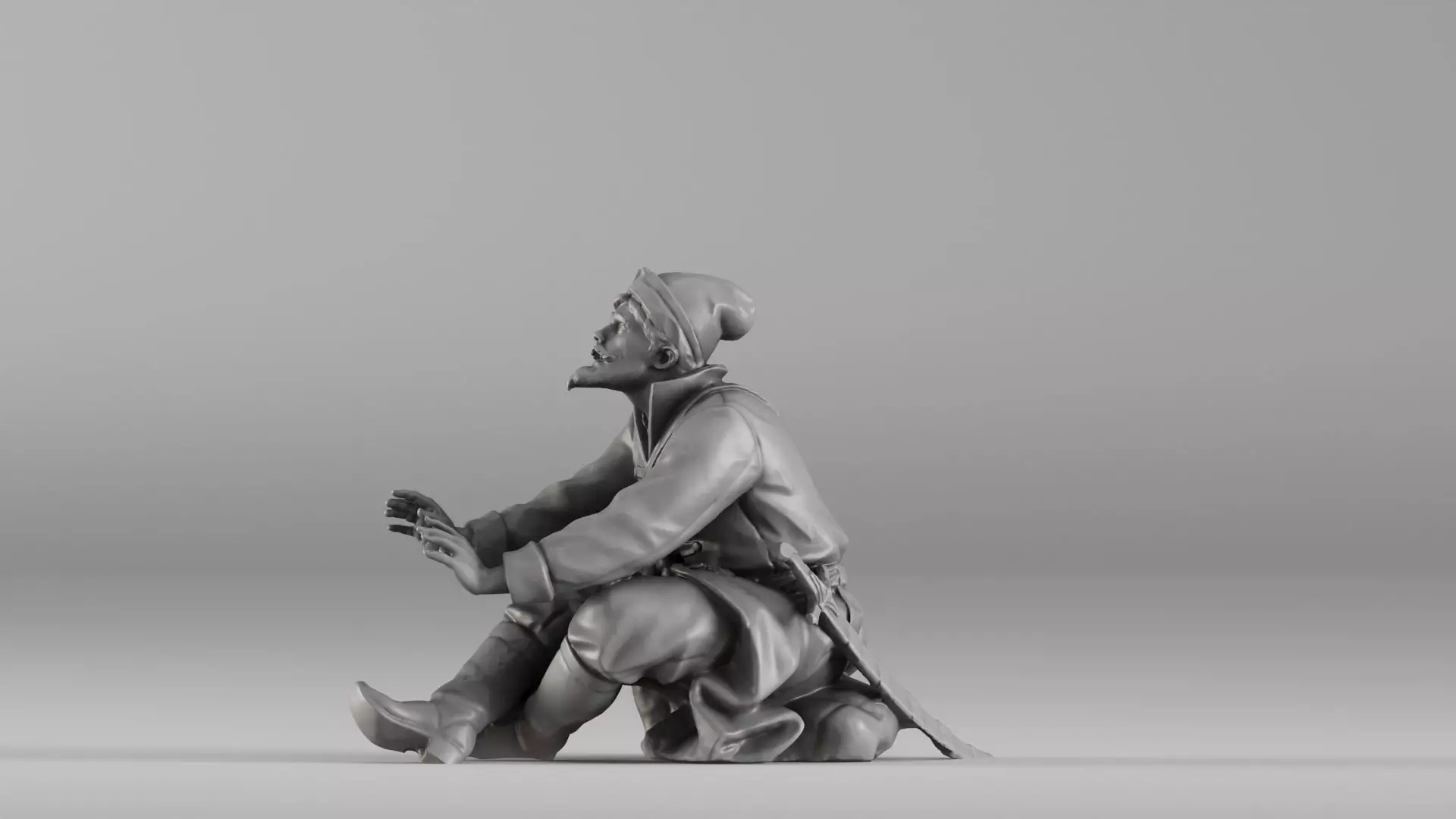 001658 Medieval Peasant Detailed Sitting Character 3D print model_9