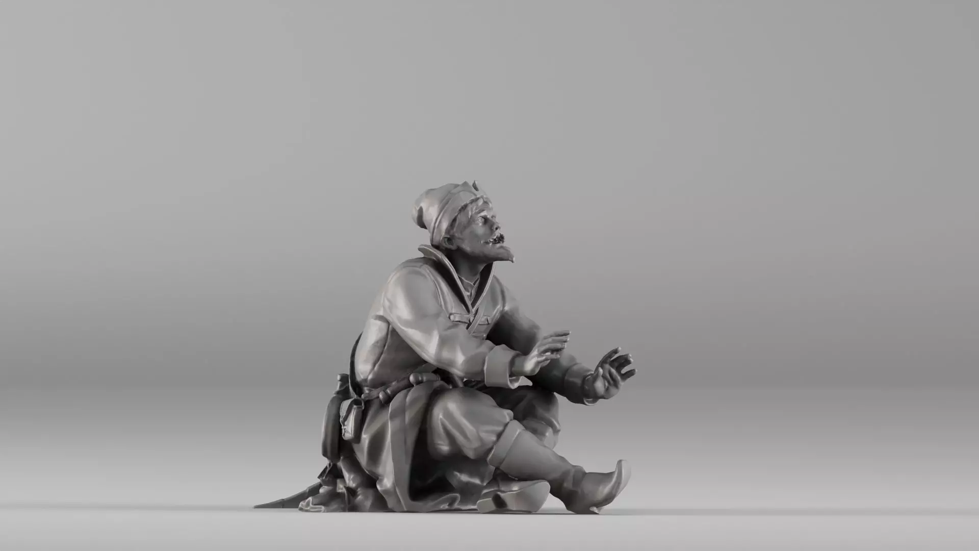 001658 Medieval Peasant Detailed Sitting Character 3D print model_0