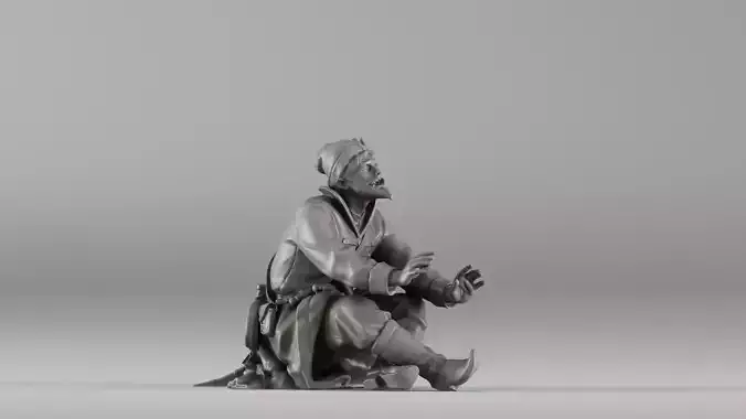 001658 Medieval Peasant Detailed Sitting Character