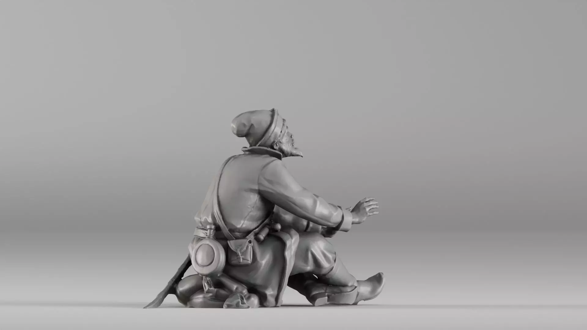 001658 Medieval Peasant Detailed Sitting Character 3D print model_5