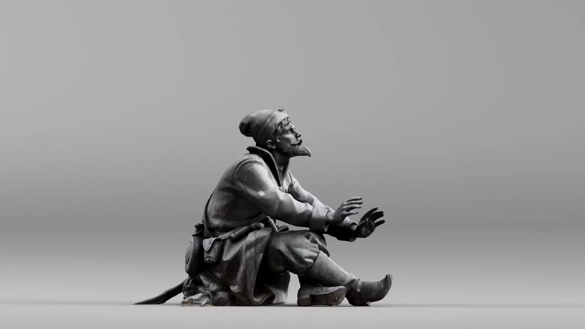 001658 Medieval Peasant Detailed Sitting Character 3D print model_4