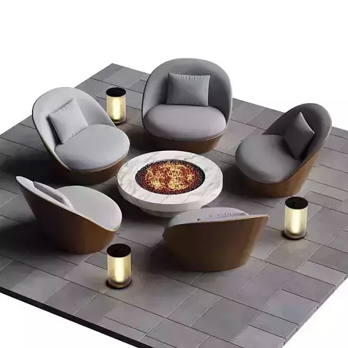 Outdoor fireplace area 3D model