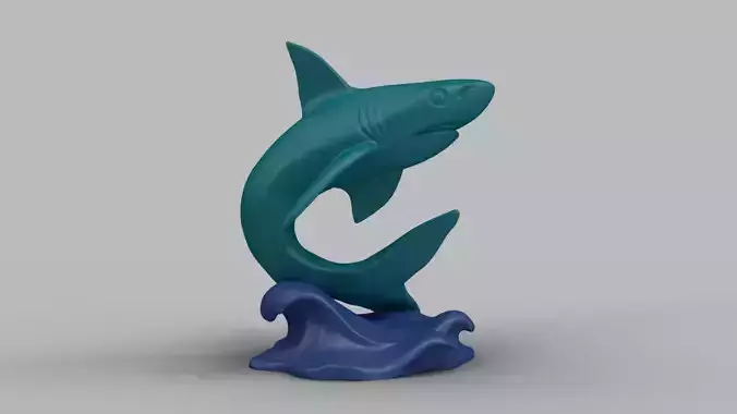Shark Figurine with Wave Base